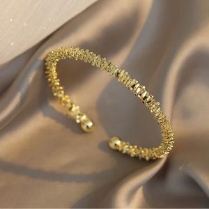 Gold Plated Textured Hand Cuff Bracelet
